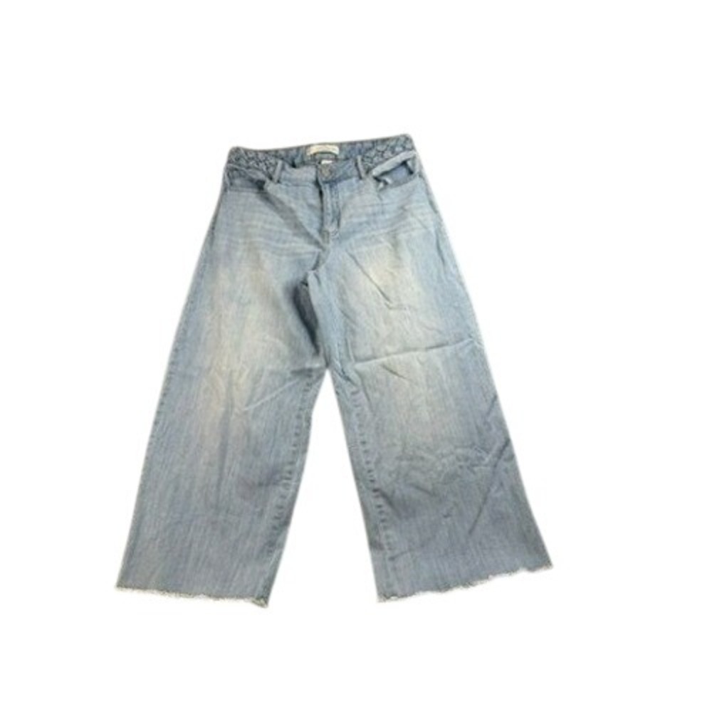 EST 1946 Denim Wide Leg Crop Jeans‎ Light Wash Distressed Raw Hem Womens Size 10
